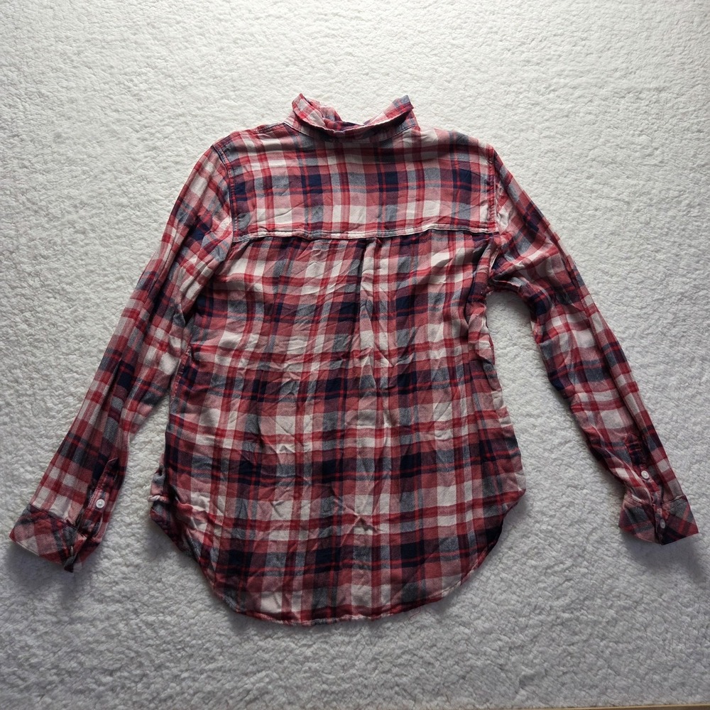Time And Tru Button Up Shirt Womens Large Red Plaid Collared Long Sleeve Top - Picture 3 of 7